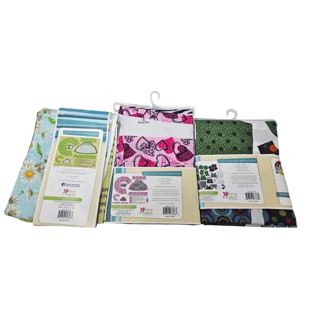 Lot of 3 Me and My Doll Outfit Sewing Kits Apron Matching Zebra Green Floral